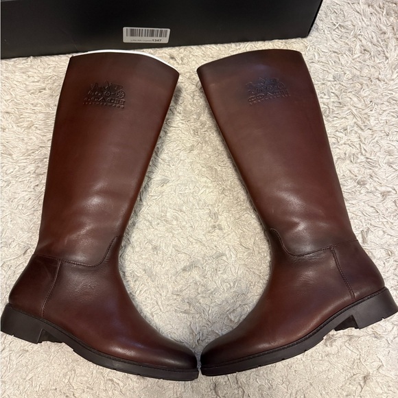Coach Rilee Brown Leather Riding Boots w/box - Picture 5 of 9